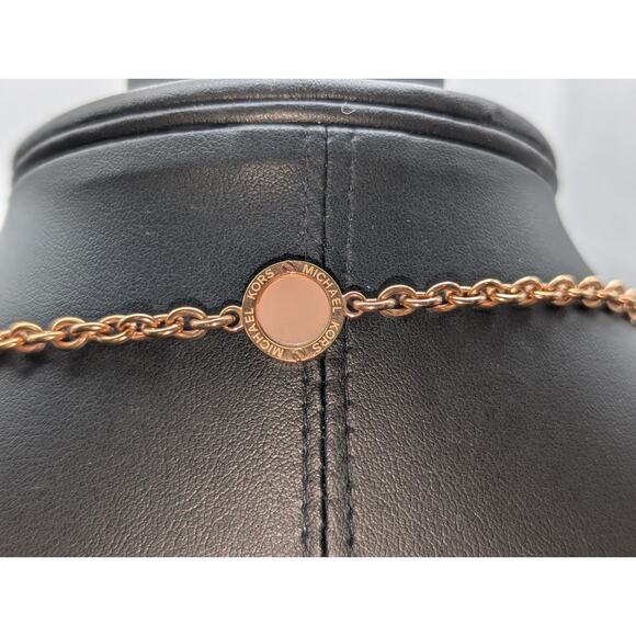 Michael Kors Resin Station Rose Tone Chain 36" Necklace - Picture 5 of 5